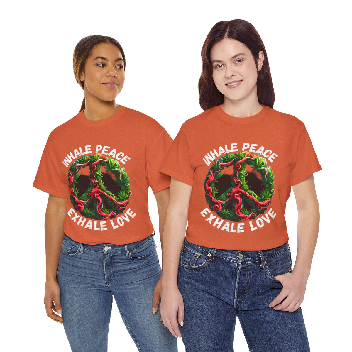 Inner Peace - Exhale Love T Shirt 420 Love Leafy Green Rave Hippie Festivals Cotton Tee Designer Tee