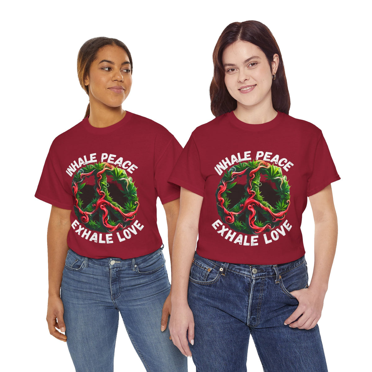 Inner Peace - Exhale Love  T Shirt 420 Love Leafy Green Rave Hippie Festivals Cotton Tee Designer Tee