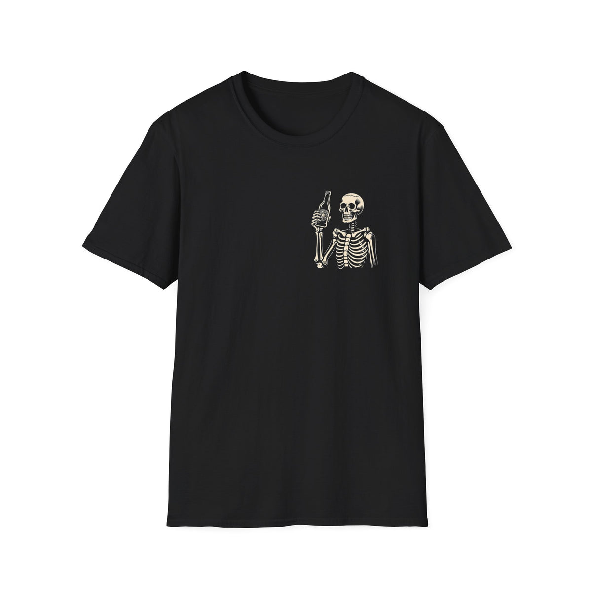 Skeleton Cheers - I'm Here for a Good Time, Not a Long Time Lifestyle Quote Unisex Softstyle T-Shirt