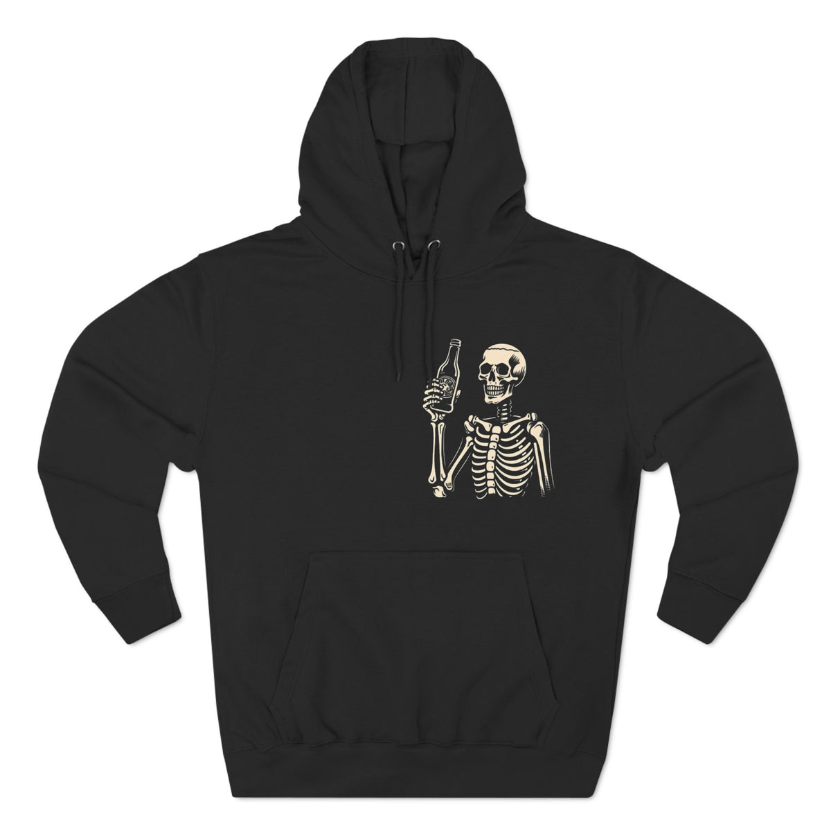 Skeleton Cheers Fleece Hoodie I'm Here for a Good Time, Not a Long Time, Happy Life Quotes, Unisex Cotton Sweatshirt, Three-Panel Fleece Hoodie, Funny Winter Apparel