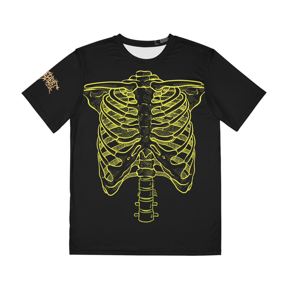 Skeleton Ribcage and Spine Black and Neon Print Skeleton Rave wear T Shirt