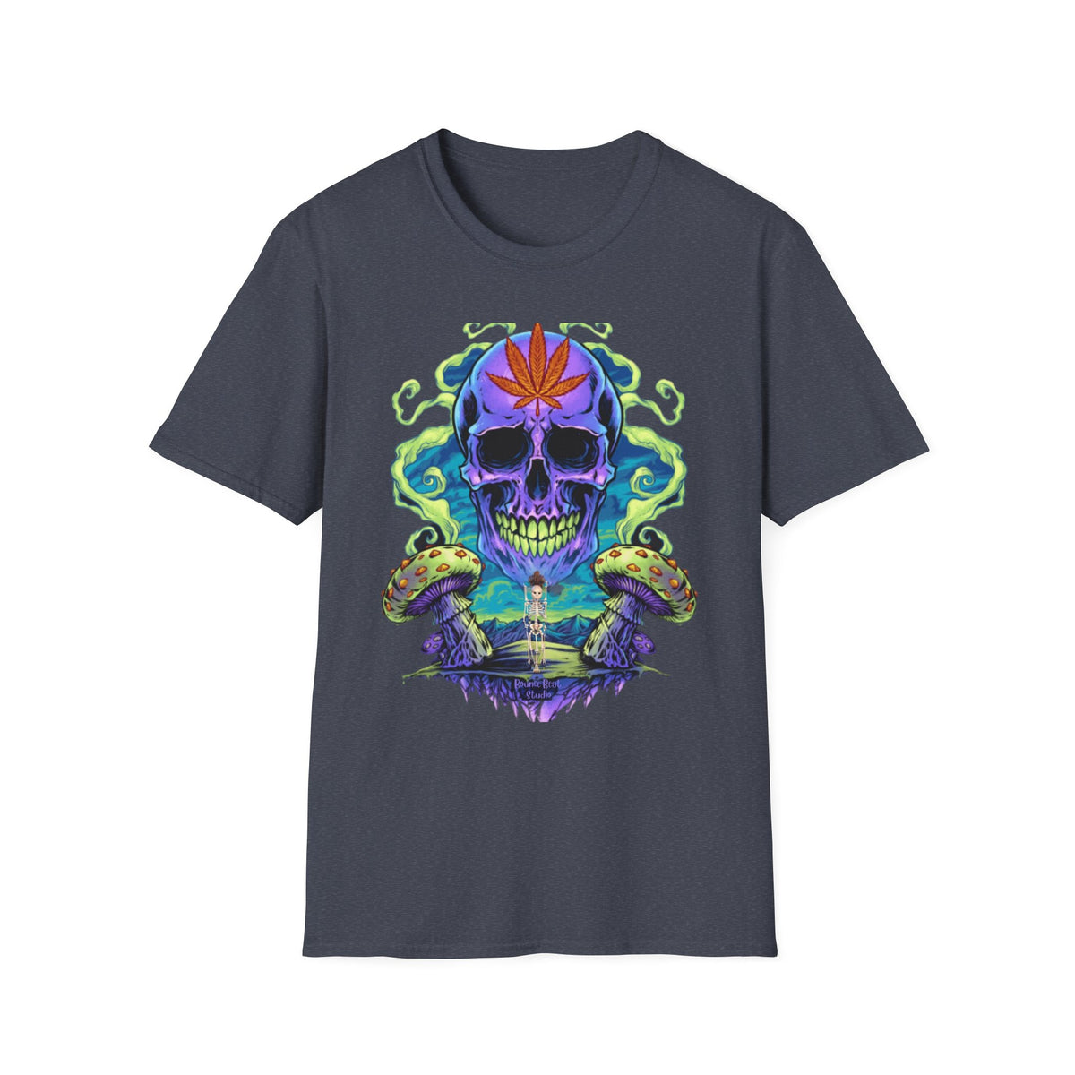 Psychedelic Skull Mushrooms T-Shirt, Marijuana Rave Festival Nightlife Skeleton Tee, Alternative Clothing, Hippie Shirt, Festival Apparel,
