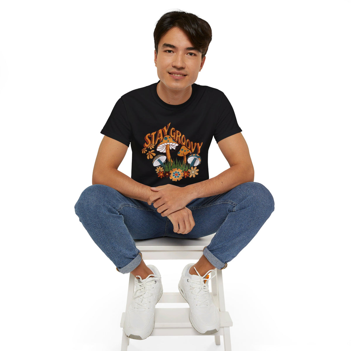 Stay Groovy Magical Mushrooms T Shirt Rave Festival Trippy Designer Tee