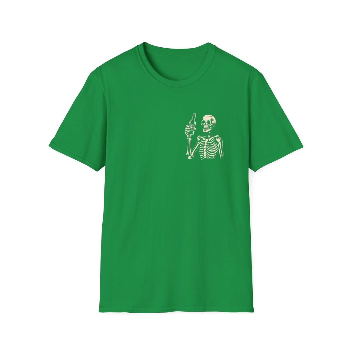 Skeleton Cheers - I'm Here for a Good Time, Not a Long Time Lifestyle Quote Unisex Softstyle T-Shirt