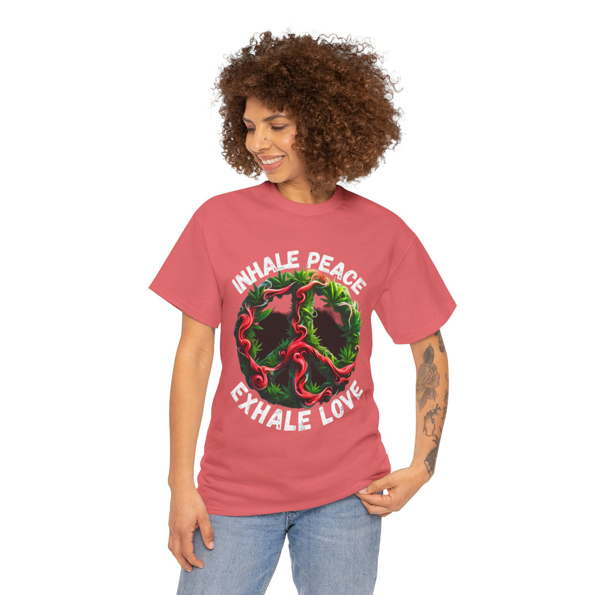 Inner Peace - Exhale Love  T Shirt 420 Love Leafy Green Rave Hippie Festivals Cotton Tee Designer Tee