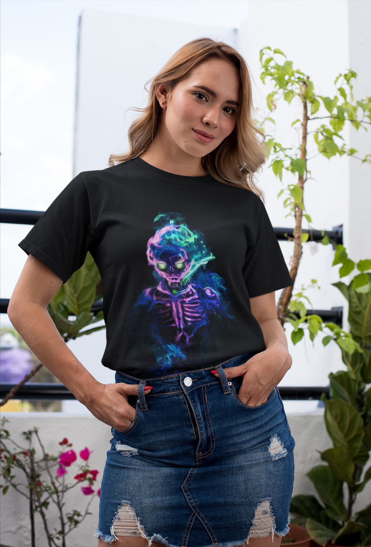 Skeleton Purple Fire T-Shirt