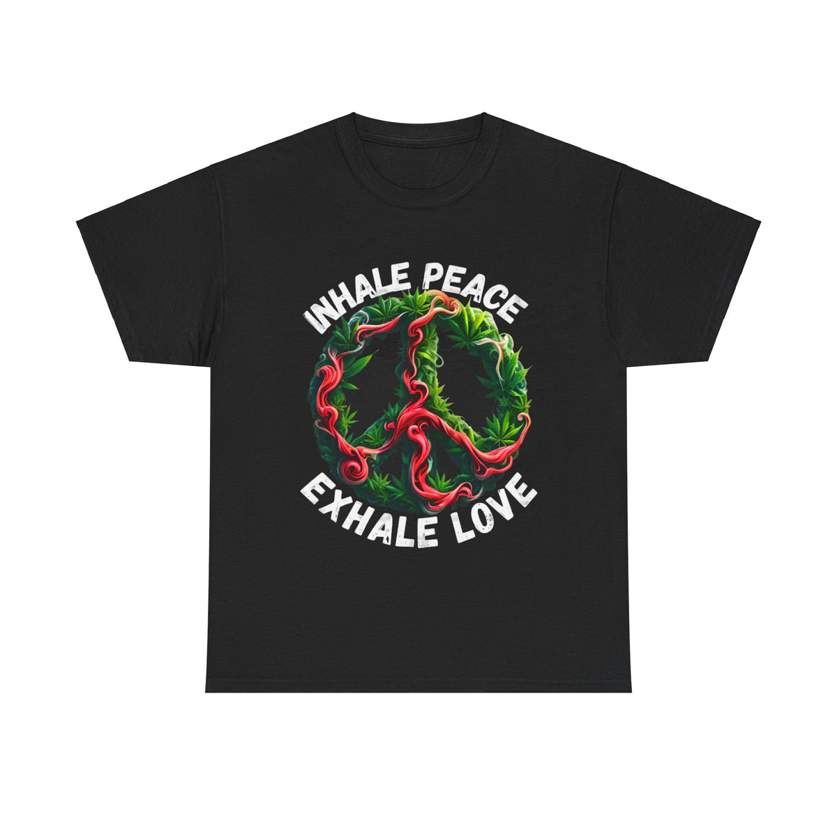 Inner Peace - Exhale Love  T Shirt 420 Love Leafy Green Rave Hippie Festivals Cotton Tee Designer Tee
