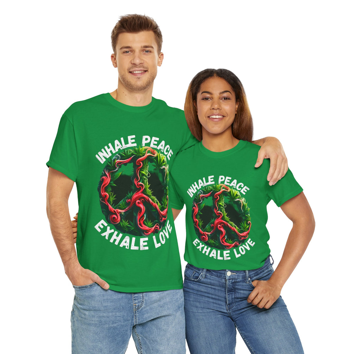 Inner Peace - Exhale Love  T Shirt 420 Love Leafy Green Rave Hippie Festivals Cotton Tee Designer Tee