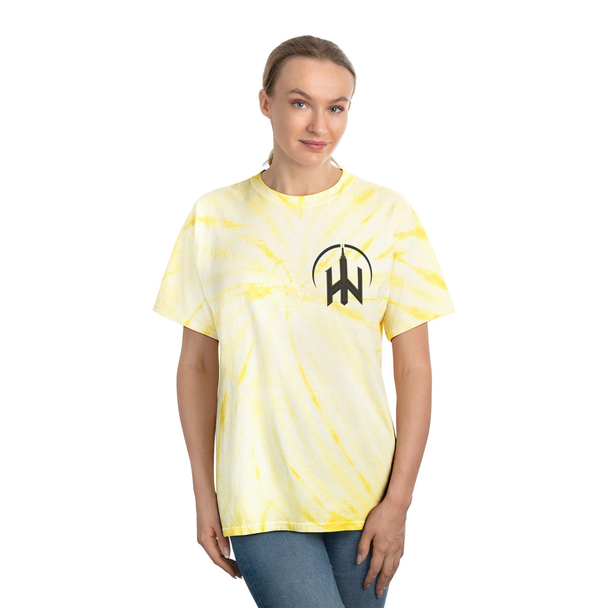 Bounce Beat Cyclone Tie-Dye Tee - Vibrant Yellow Graphic Shirt for Casual Style Party Raves Music Lovers