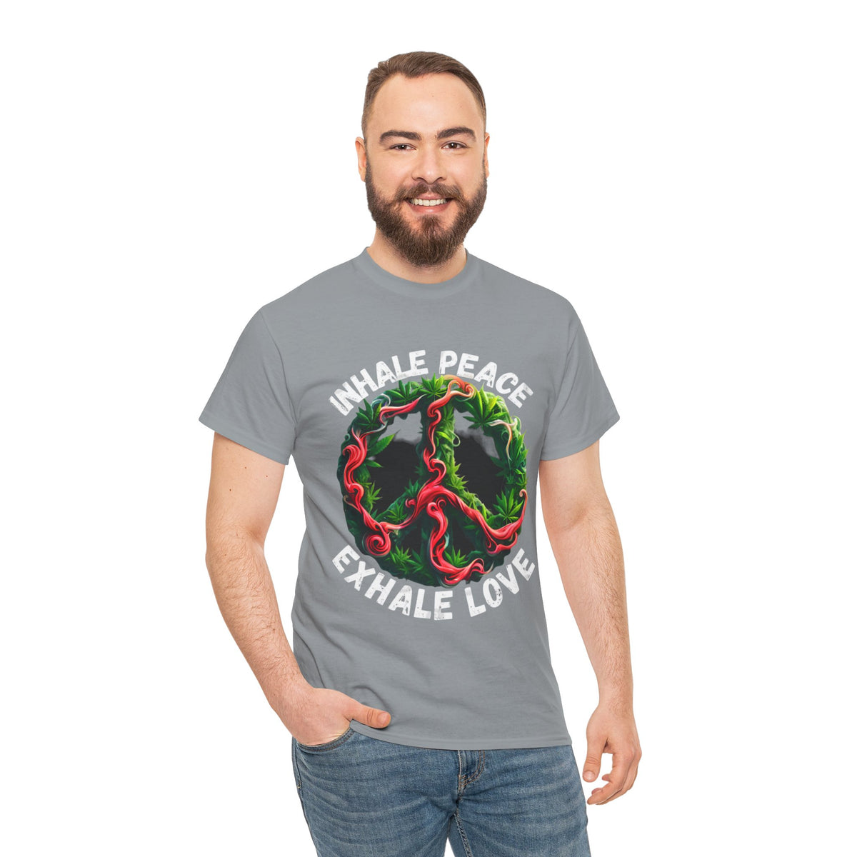 Inner Peace - Exhale Love  T Shirt 420 Love Leafy Green Rave Hippie Festivals Cotton Tee Designer Tee